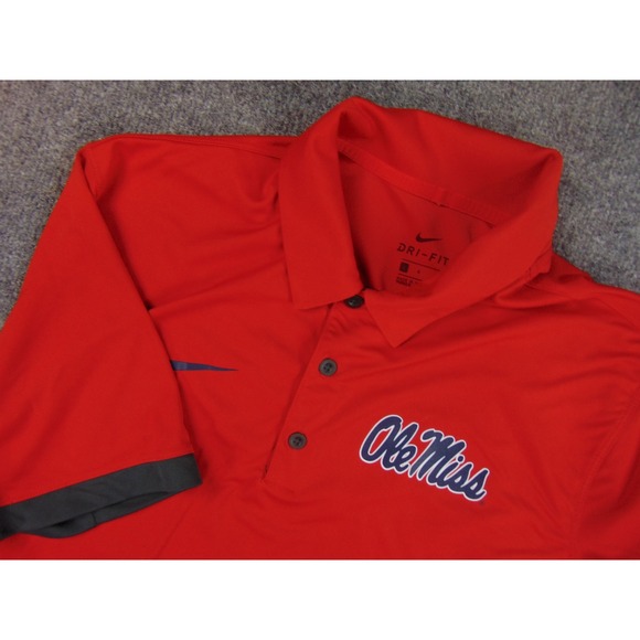 Nike Other - Ole Miss Rebels Polo Shirt‎ Mens Large Red Black Nike Dri-Fit